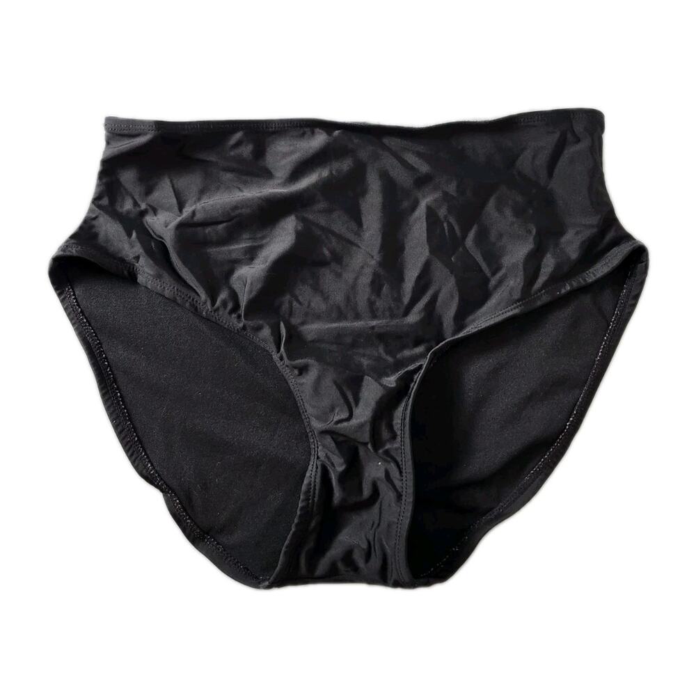 SPANX Assets Swim Briefs Size XL Jet Black Full Coverage Tummy Taming Power